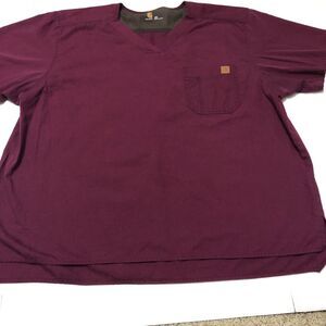 Carhartt Unisex‎ Burgundy  T-Shirt Top Scrubs Size 2XL